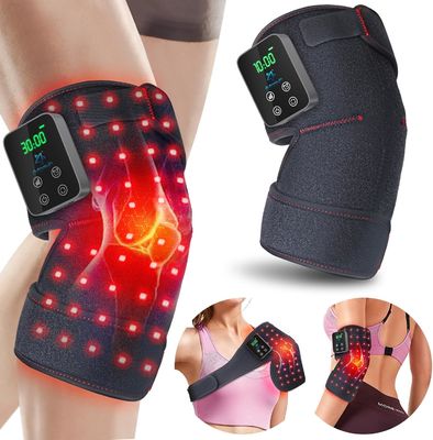 660nm 850nm Massagista de Joelho de Terapia de Luz Vermelha Infravermelho + Vibração + Calor, sem fio e recarregável para aliviar a dor nas articulações