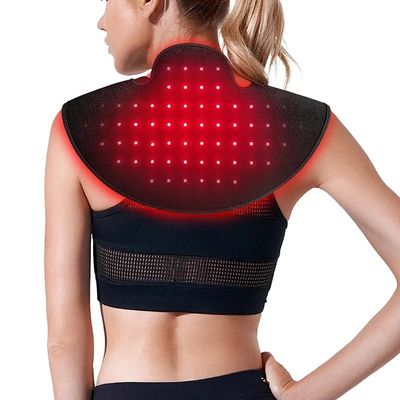 Pad de terapia de luz vermelha sem fio para alívio da dor no ombro, massagem de vibração vestível de luz infravermelha próxima para o corpo, 660nm & 850nm Capuz de luz flexível para relaxamento muscular da parte superior das costas