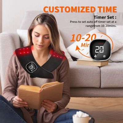 Capa de terapia com luz vermelha infravermelha flexível  660nm/850nm envoltório sem fio para dor no ombro, massagem por vibração e recuperação muscular