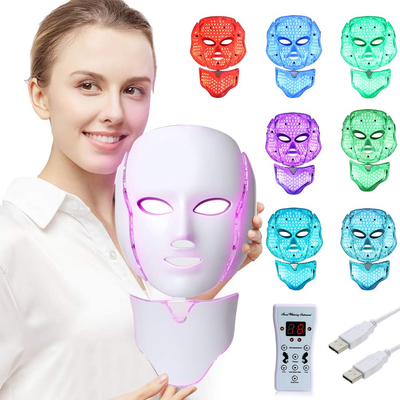 7 conduziu o azul claro dos cuidados com a pele da terapia da máscara protetora & a luz vermelha para a máscara do fotão da acne